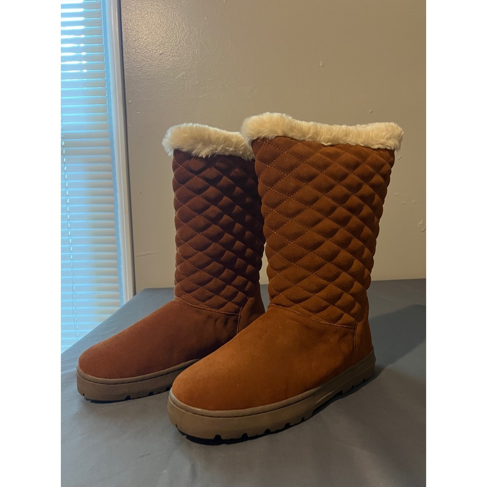 Style & Co Womens Quilted Faux Fur Lined Winter Boots Chestnut Brown Size 9